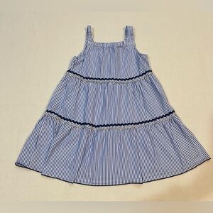 Crew Cuts Blue White Striped Tiered Ruffle Cotton Dress Girls Size 6